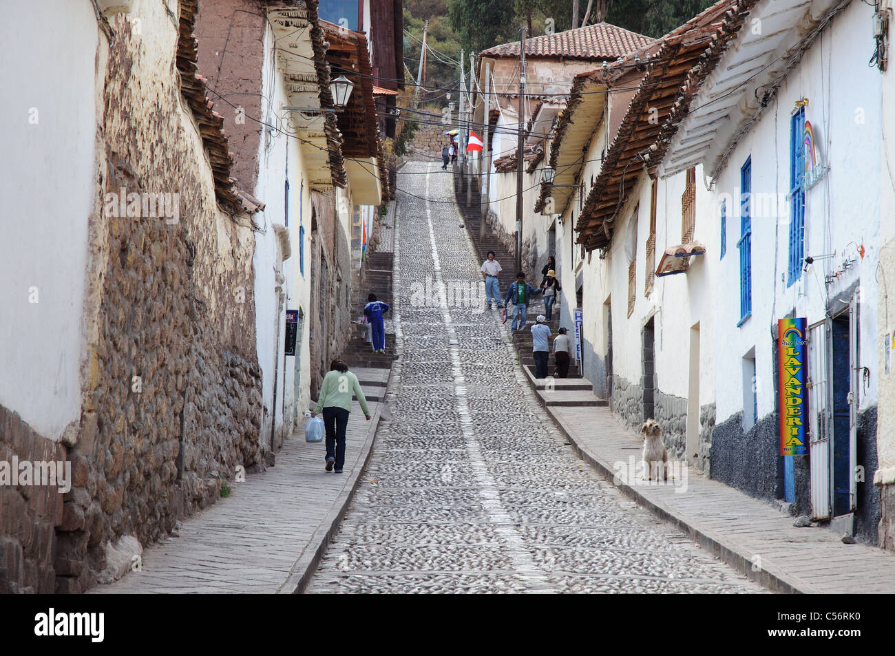 Les étroites ruelles de Cusco au Pérou Banque D'Images