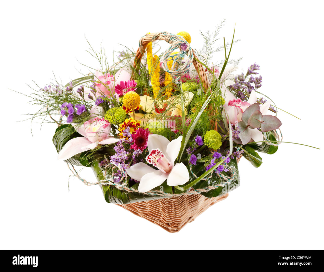 Belles fleurs dans un panier Banque D'Images