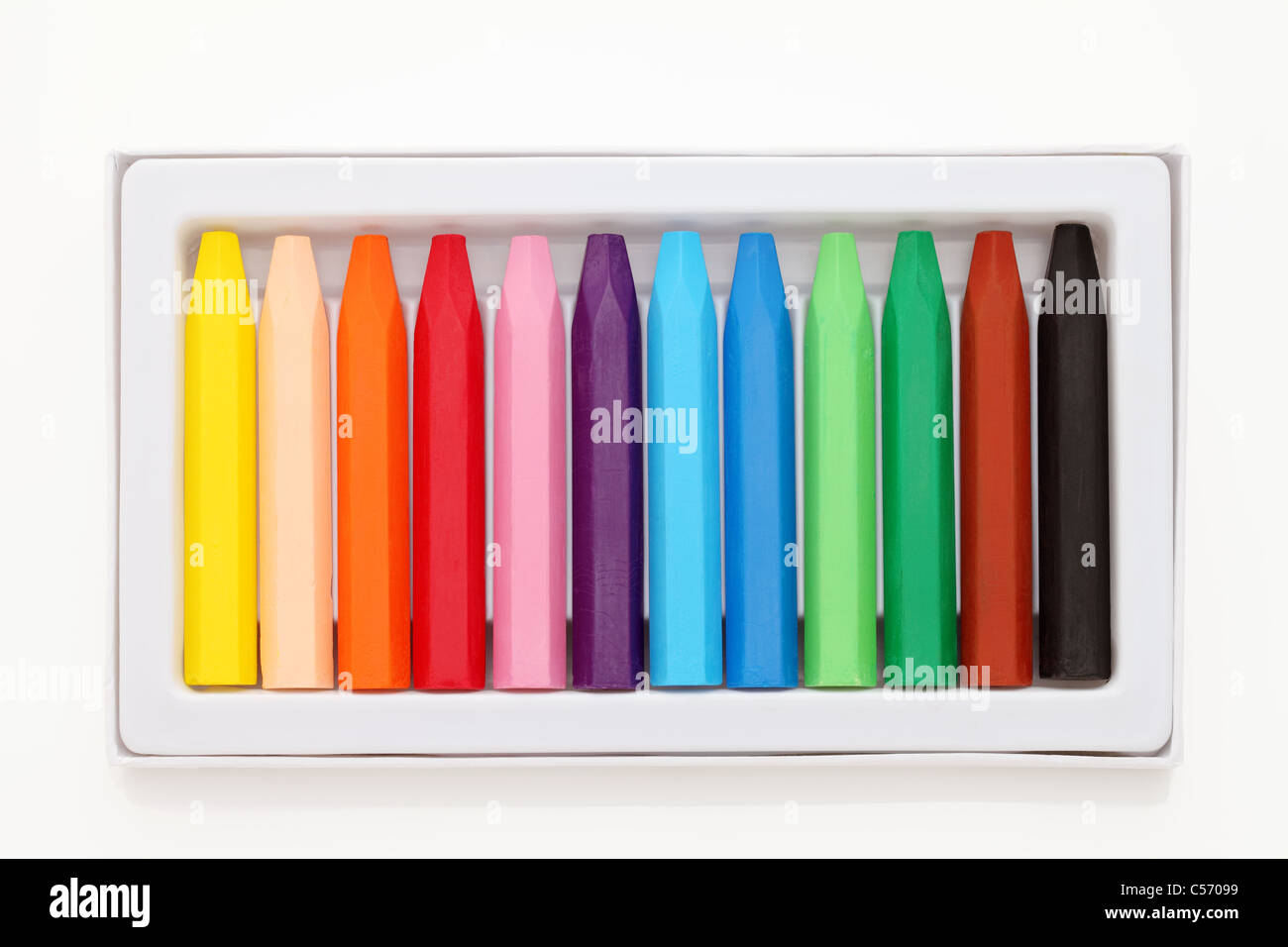 Crayons de couleur dans une affaire Banque D'Images