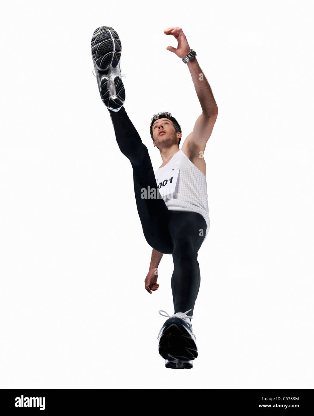 Low angle view of man jogging Banque D'Images
