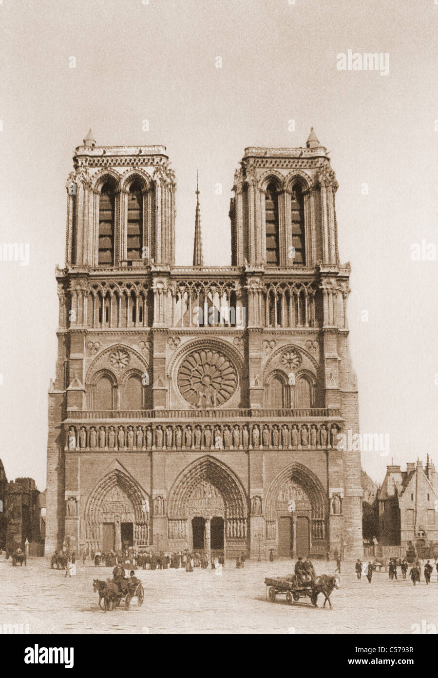 Photogravure de Notre Dame de Paris Banque D'Images