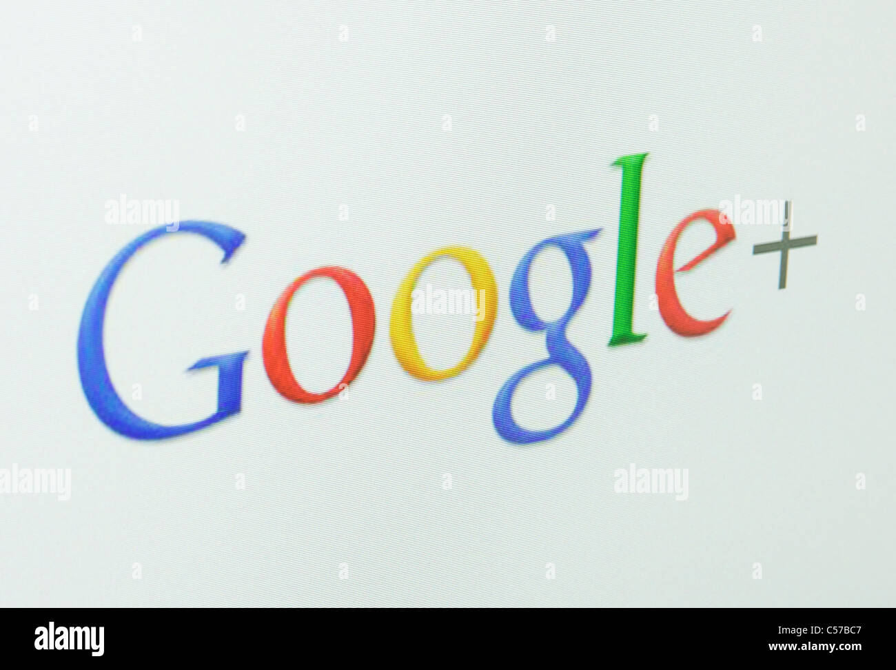 Google + logo sur écran d'ordinateur, le nouveau site de réseautage social mon Google Banque D'Images