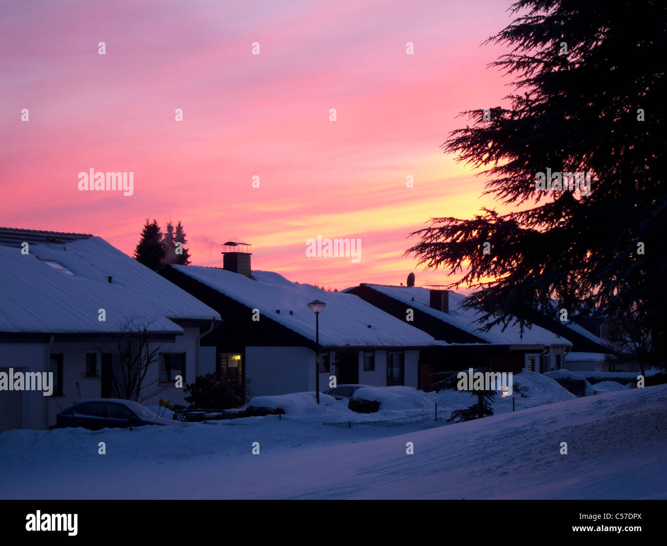 Fin d'une journée l'hiver Banque D'Images