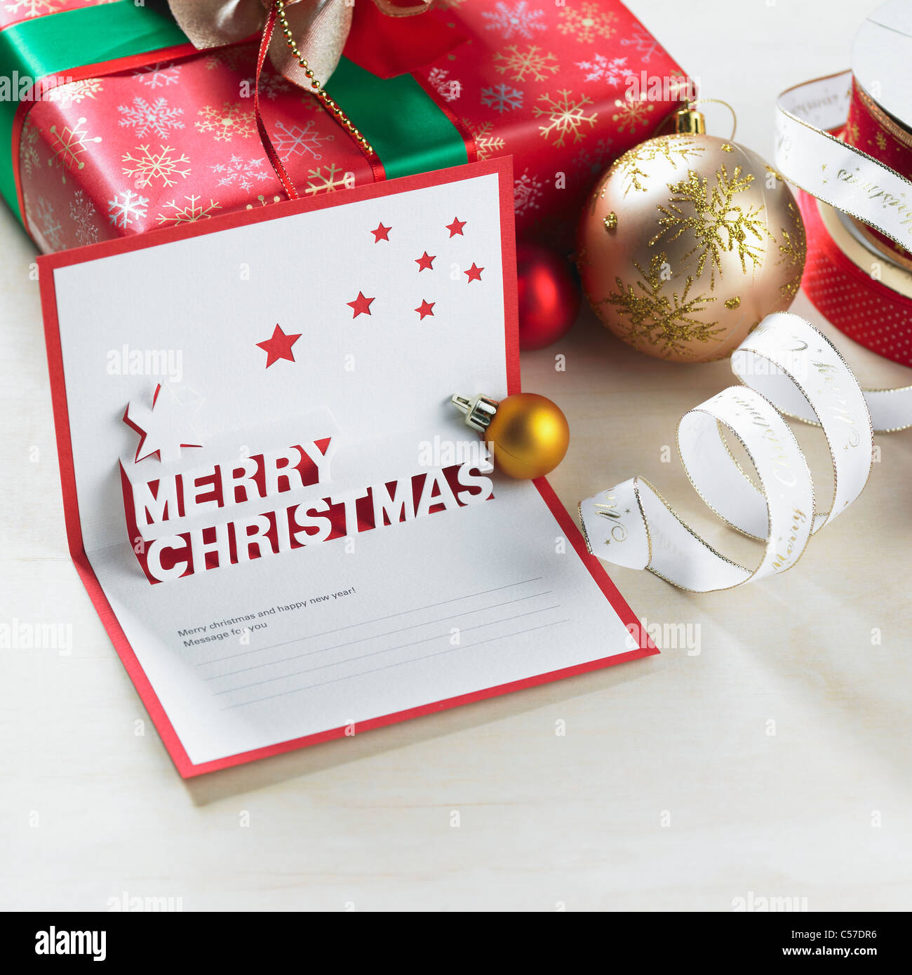 Carte de Noël et cadeau Banque D'Images