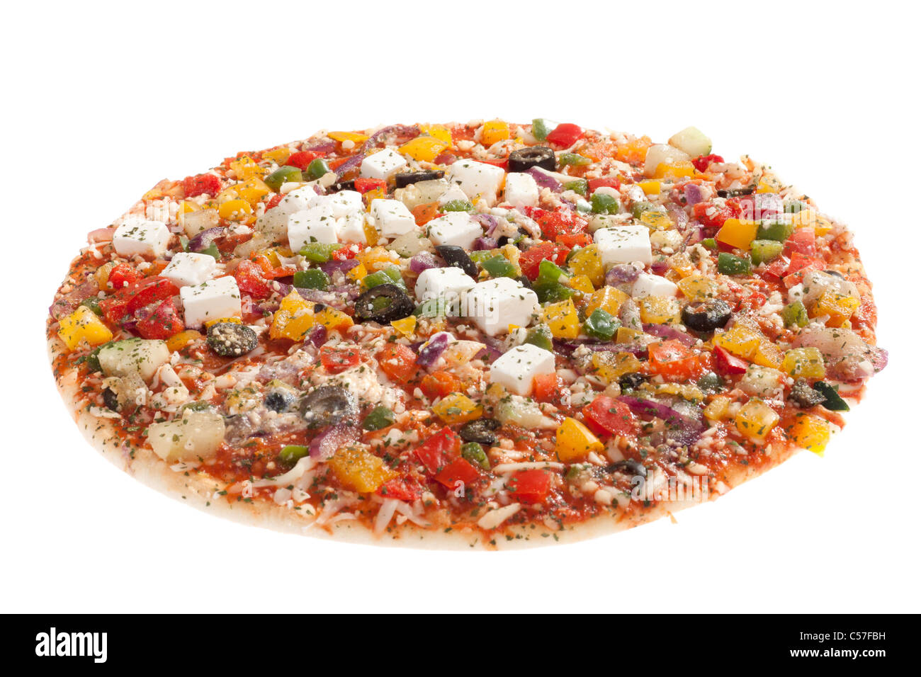 Pizza végétarienne, photo sur le fond blanc Banque D'Images