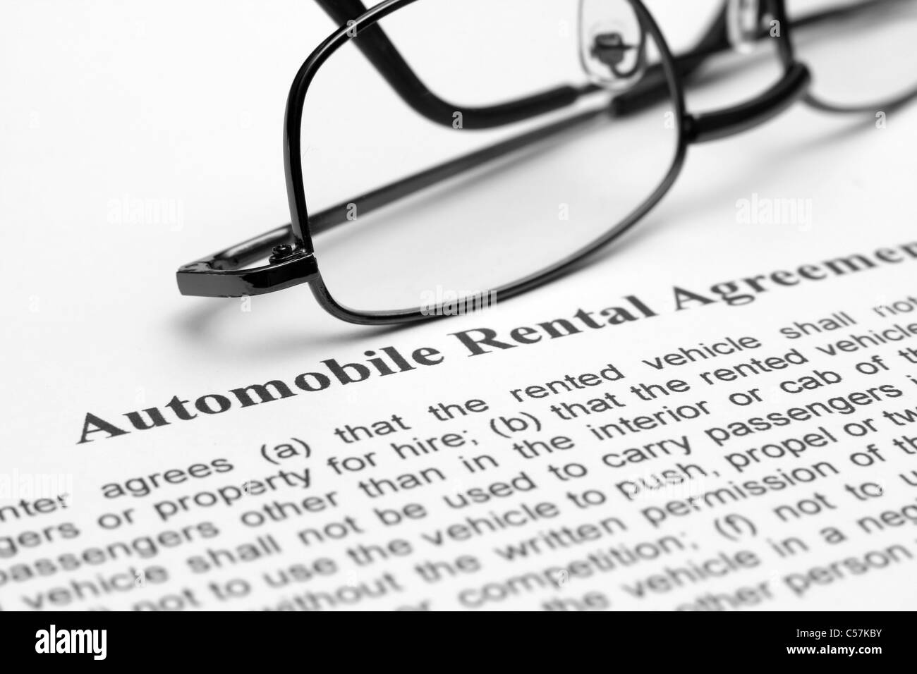 Contrat de location automobile Banque D'Images