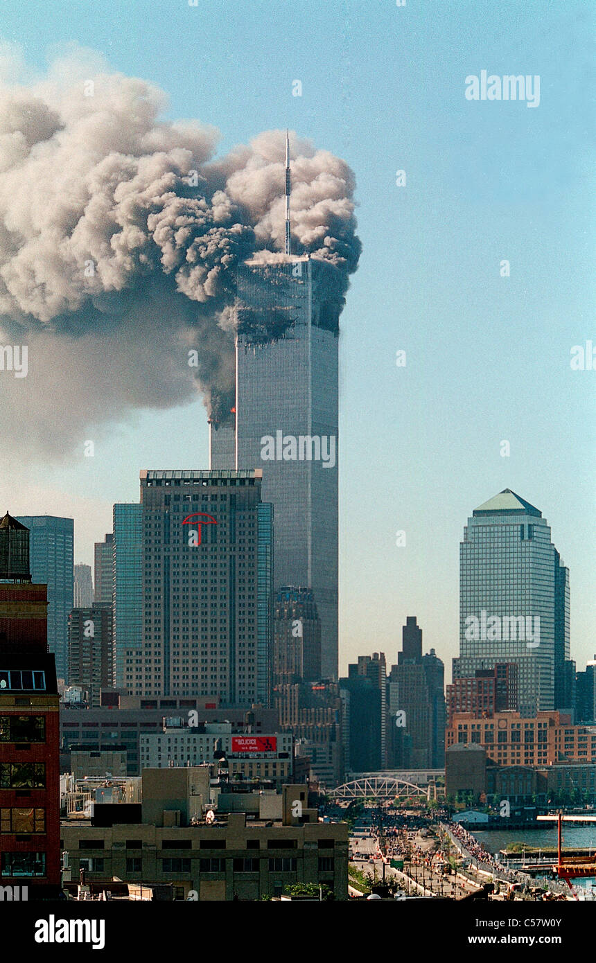 World Trade Center, New York City attaque terroriste, le 11 septembre 2001. Banque D'Images