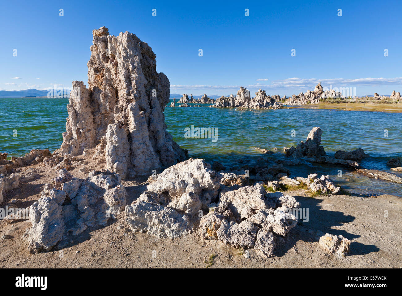 Les flèches autour du lac Mono tuf tuf State Reserve California USA Banque D'Images