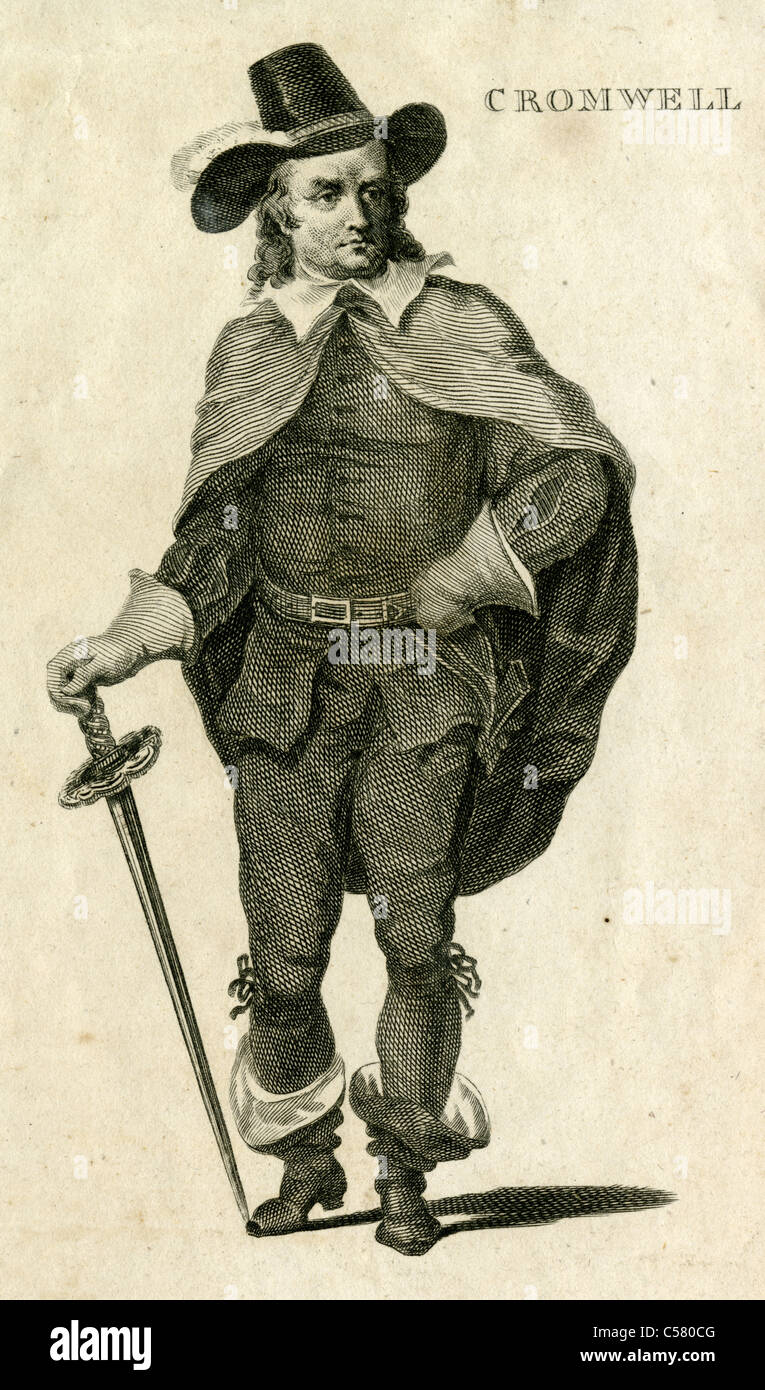 Début des années 1800, gravure d'Oliver Cromwell. Banque D'Images