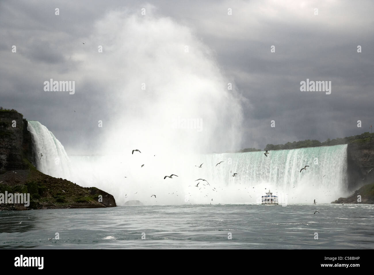 Maid of the Mist boat sur la rivière Niagara, Niagara Falls Ontario horsehoe approche canada Banque D'Images