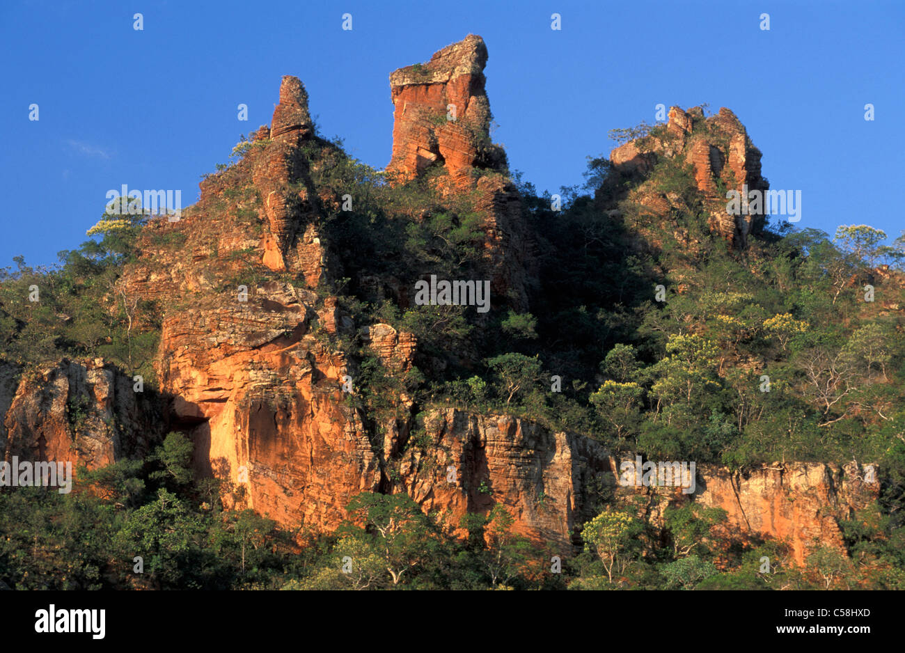 Des formations rocheuses, Chapada dos Guimares près de Cuiaba, Mato Gross, Brésil, Amérique du Sud, des rochers Banque D'Images