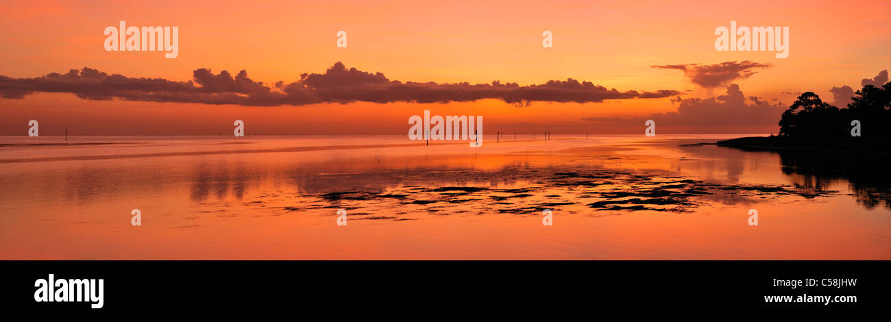 Parc de Bayport, au crépuscule, de l'île Pine, près de Spring Hill, Florida, USA, United States, Amérique, coucher du soleil, de la mer Banque D'Images