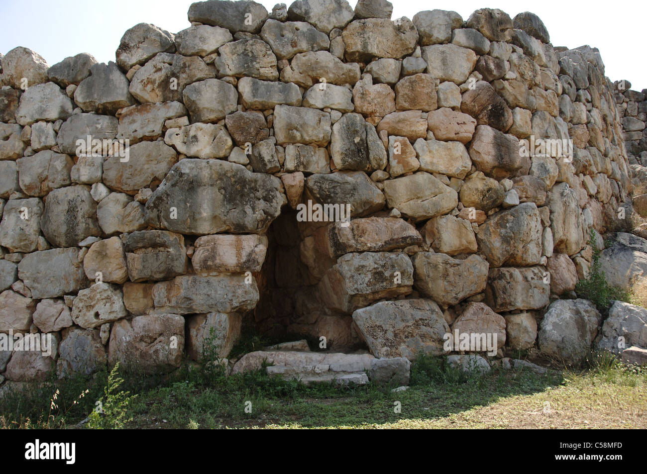 La Grèce. De tirynthe. Ville mycénienne (3e millénaire avant J.-C.). Mur inébranlable (1400-1200 B.C.). Péloponnèse. Banque D'Images