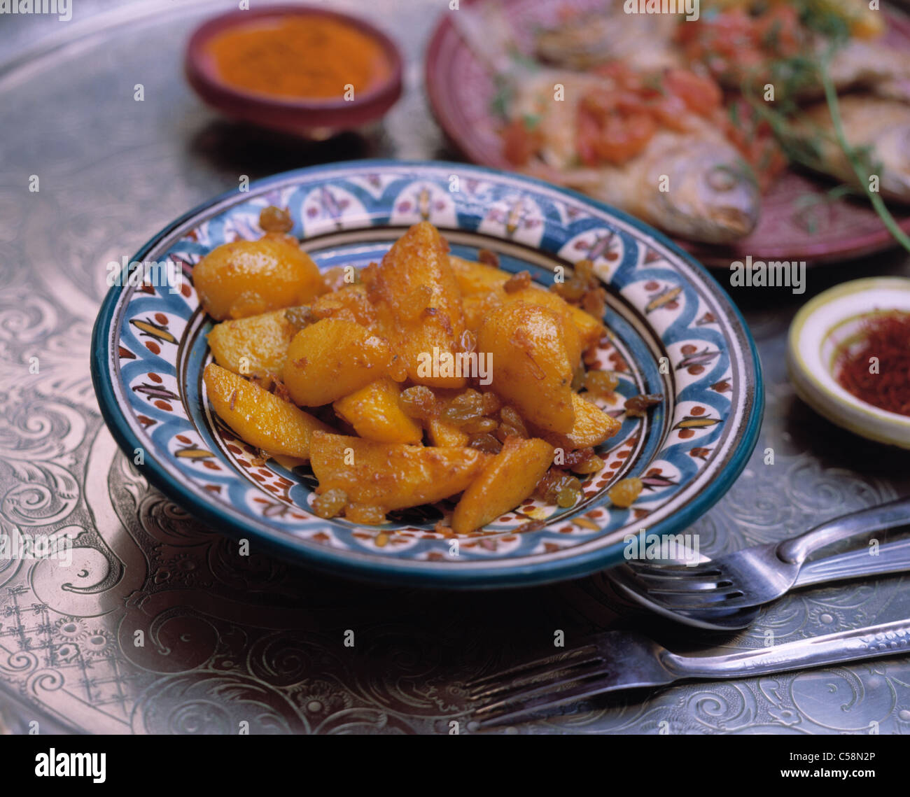 Curkuma avec pommes raisins Banque D'Images