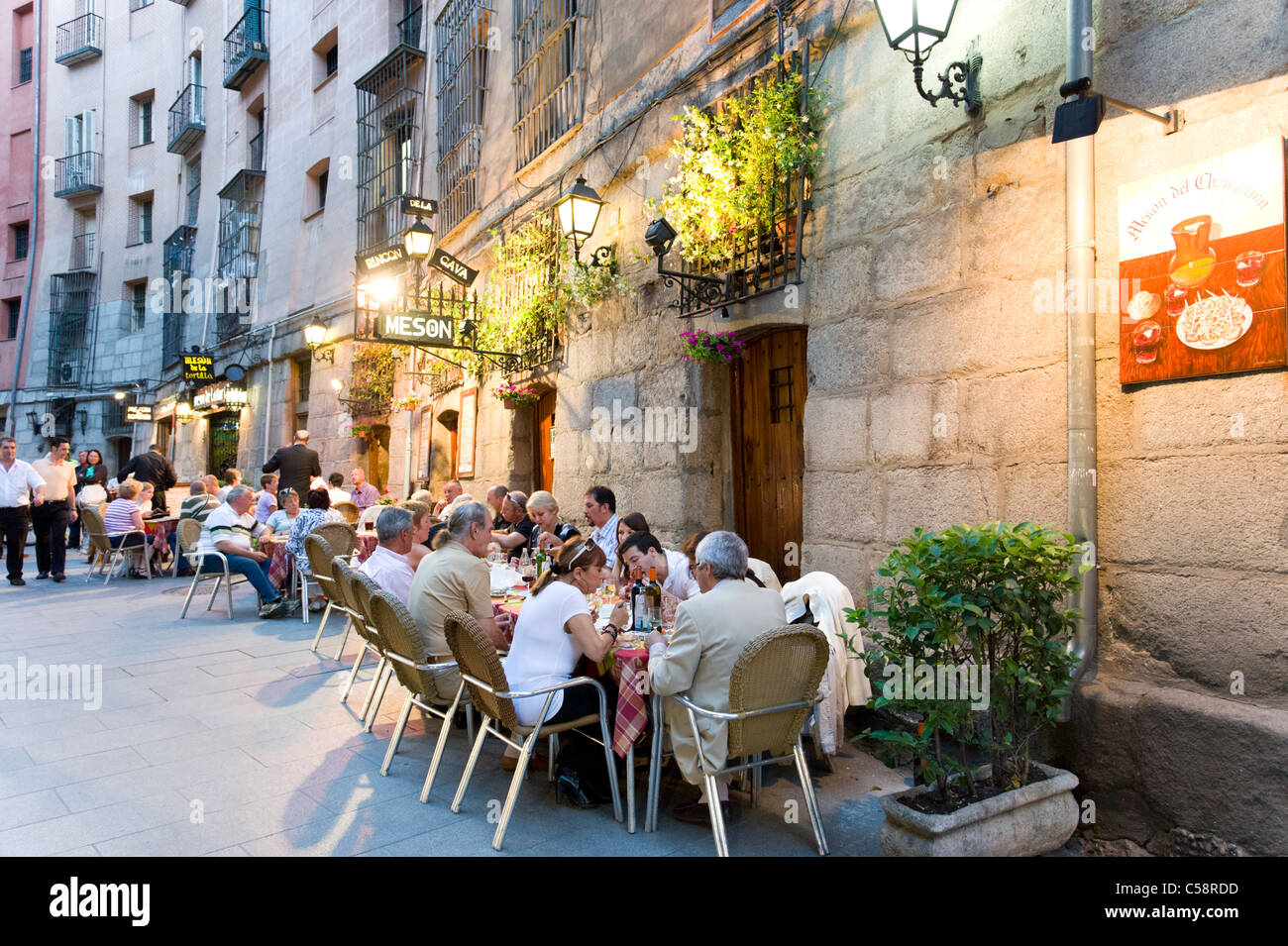 Restaurant Meson del Champinon sur Calle Cava de San Miguel, Madrid, Espagne Banque D'Images