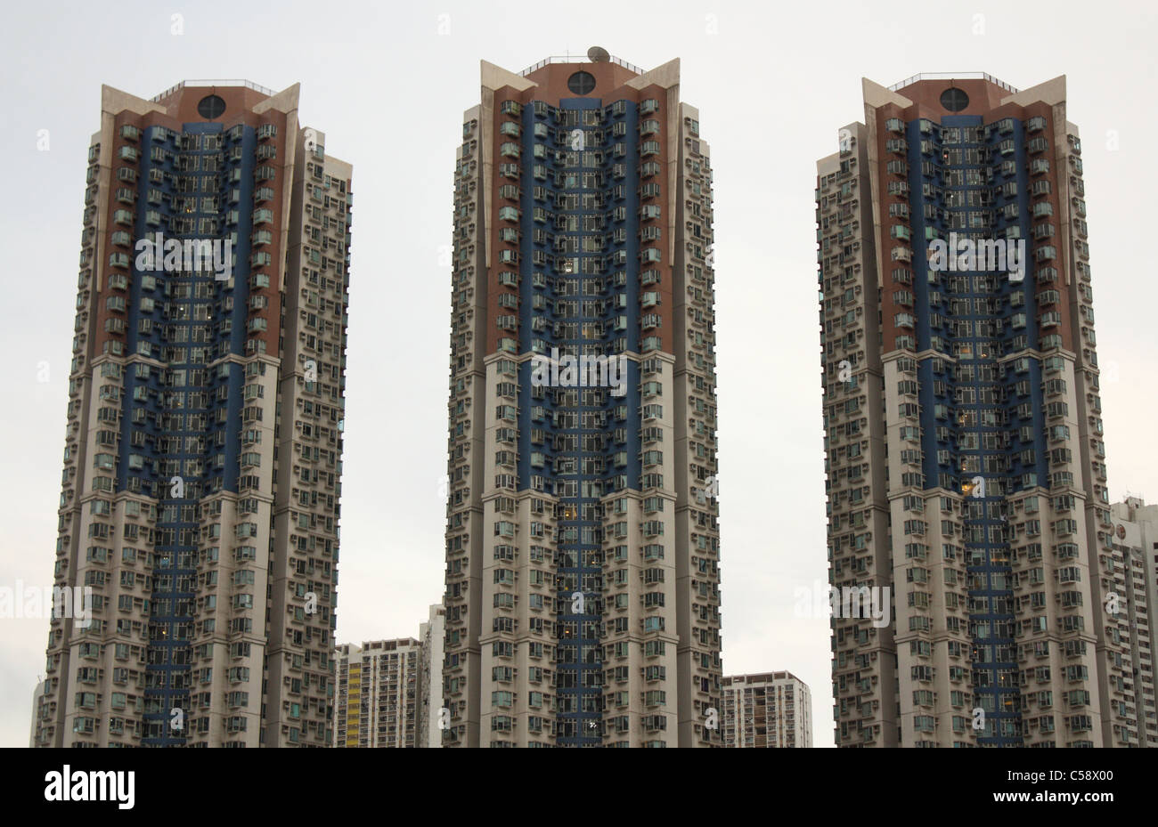 Blocs d'appartements près de Aberdeen, Hong Kong Banque D'Images