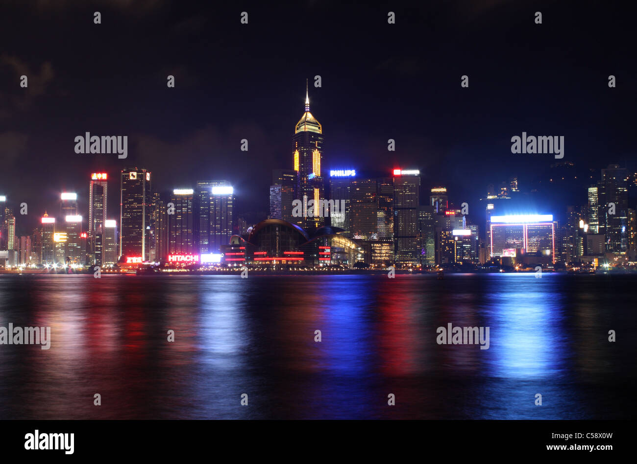 L'île de Hong Kong Skyline at Night Banque D'Images