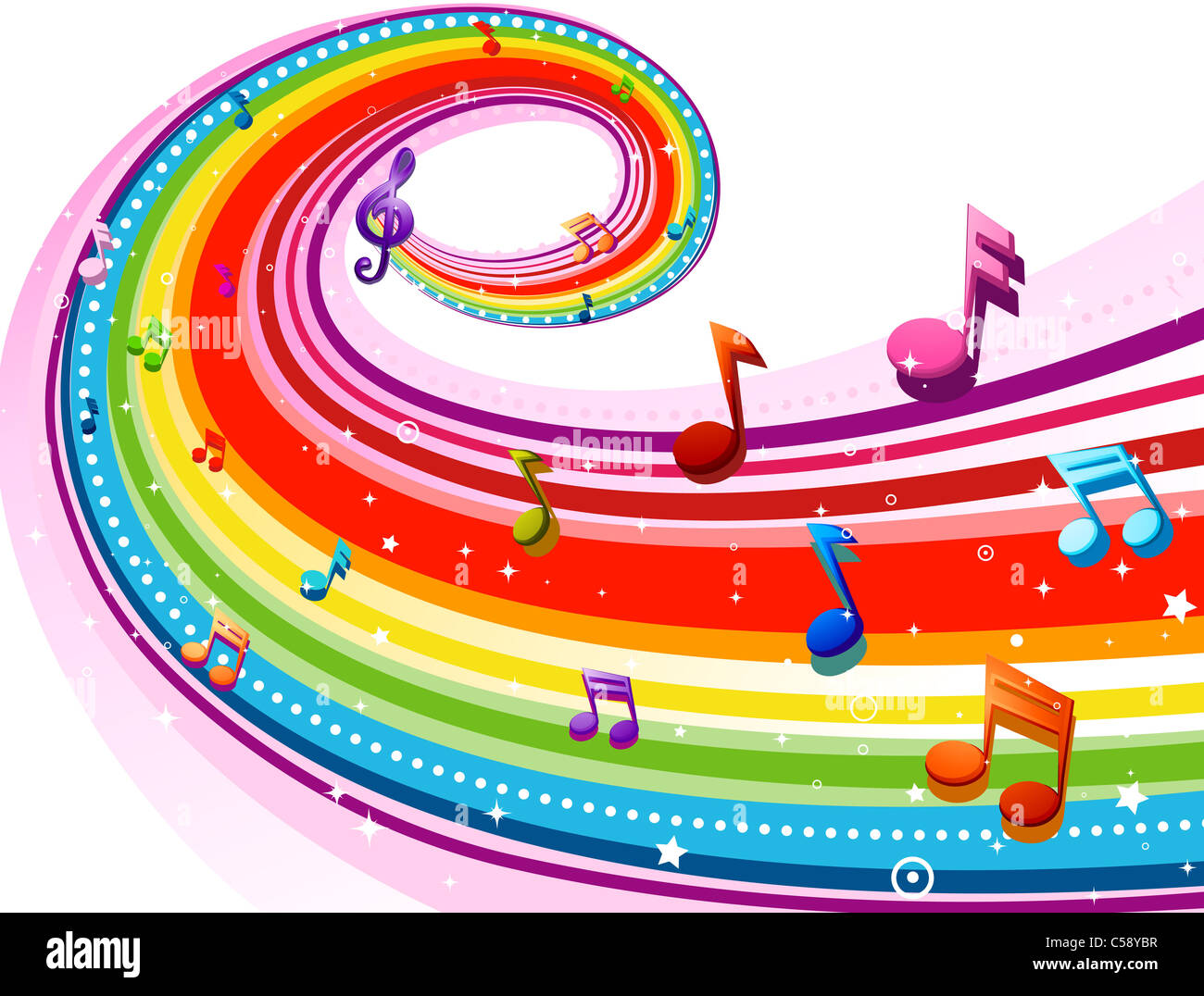 Arc-en-ciel Heureux Avec Le Fond De Note De Musique Illustration de Vecteur  - Illustration du élément, courbe: 37962188