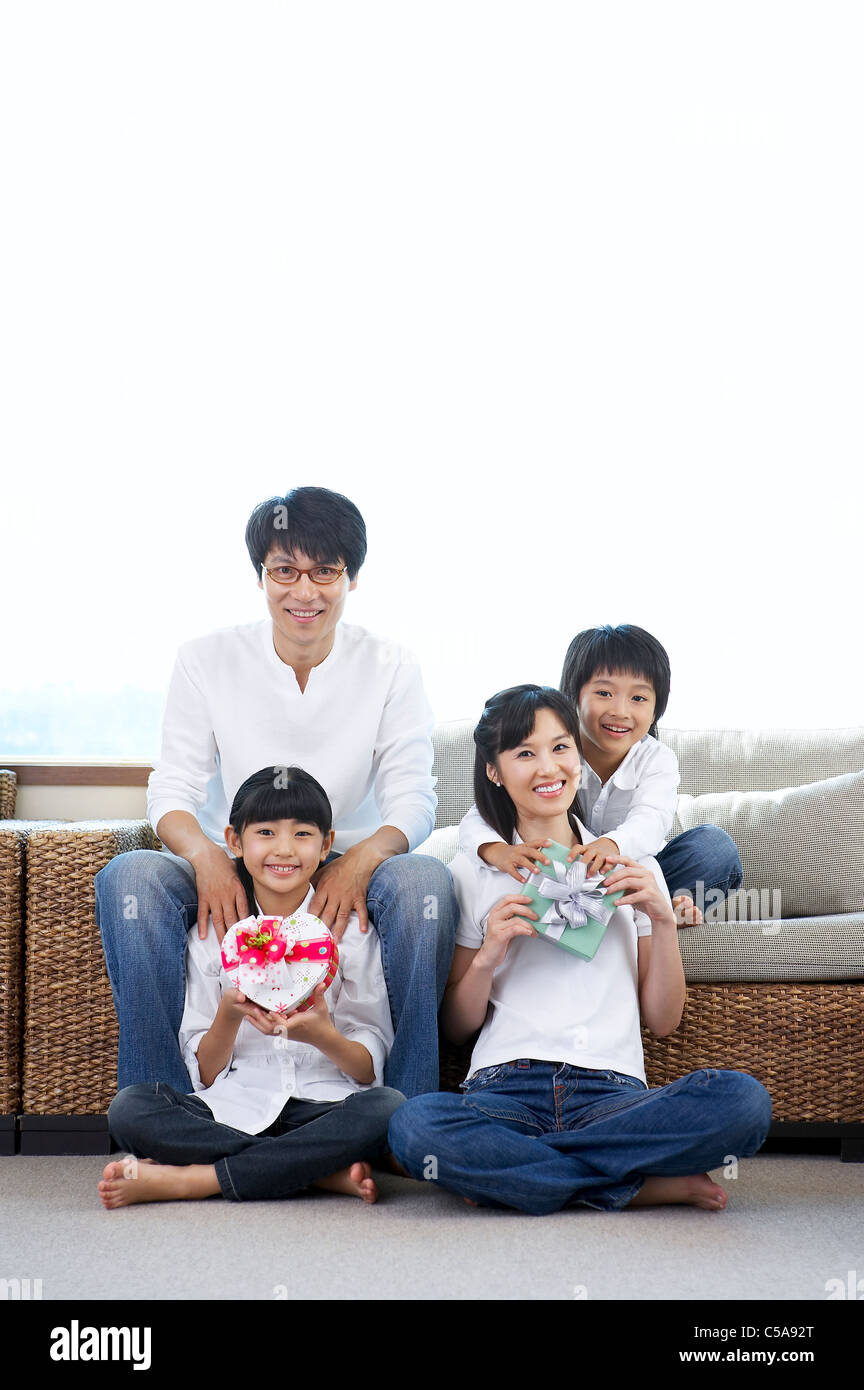 Portrait of family smiling Banque D'Images