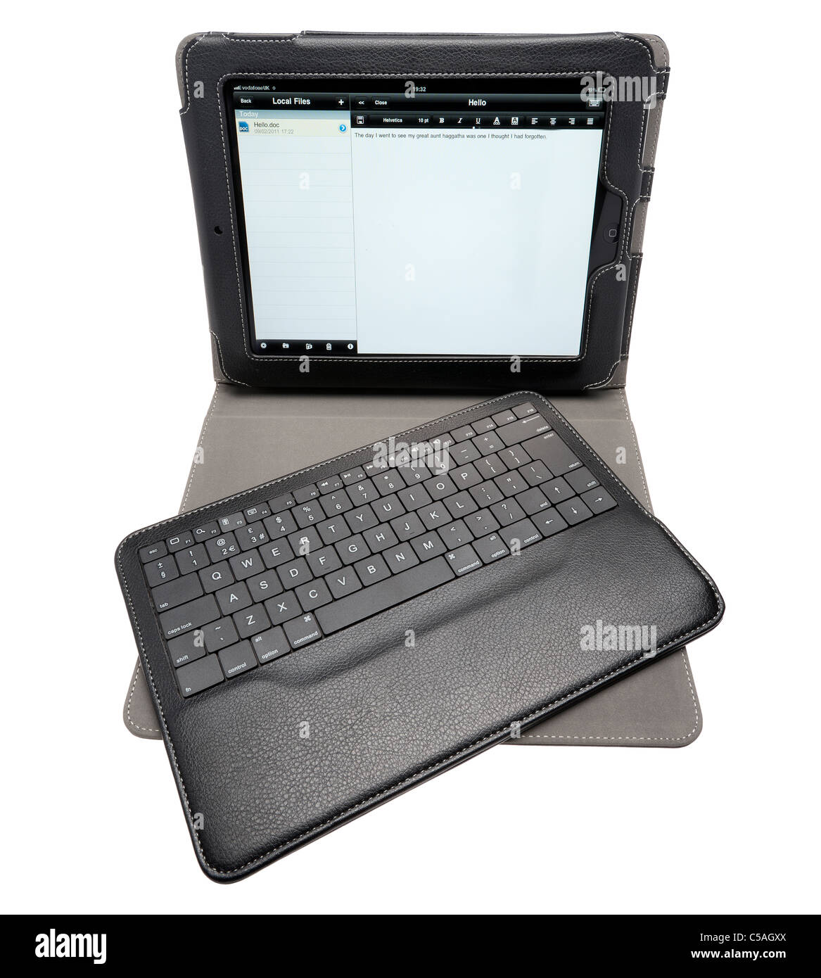 Apple iPad avec étui en cuir et un clavier séparé Banque D'Images