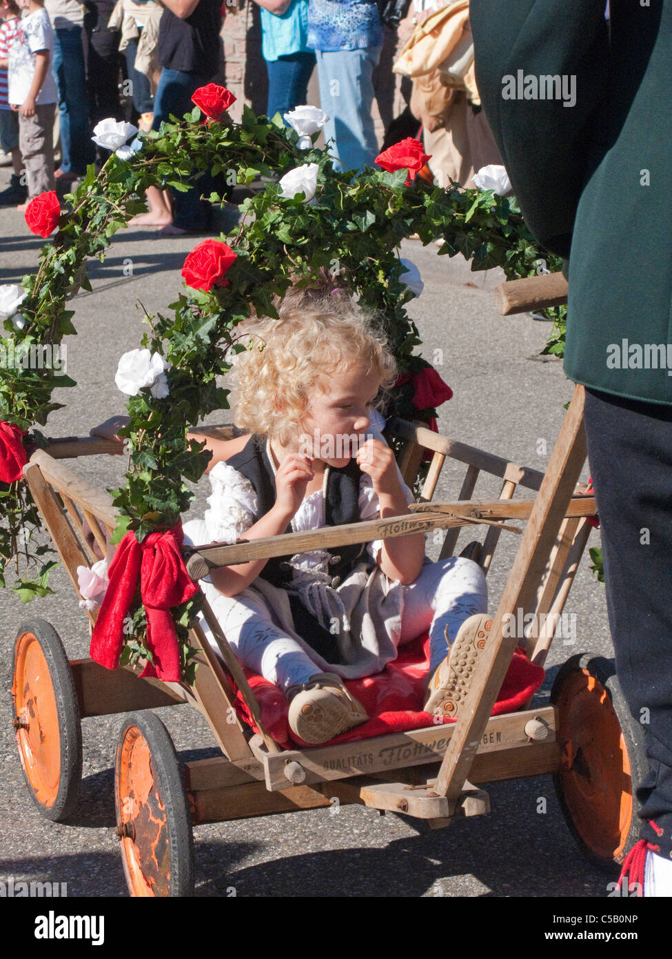 Genre im Leiterwagen Erntedankfest und Weinfest à Sasbachwalden Schwarzwald, Harvest Festival Thanksgiving Day, forêt noire Banque D'Images