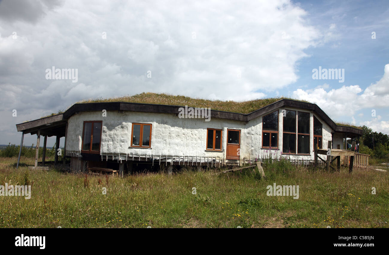 Maison construite de l'Irlande de paille Banque D'Images