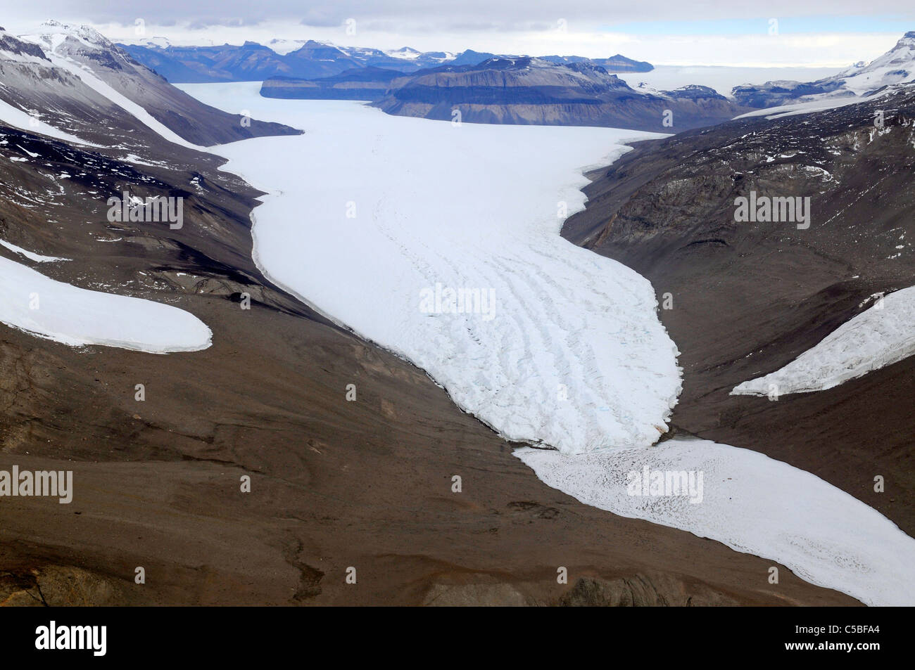 Glacier Taylor et le lac Bonney McMurdo Dry Valleys Antarctique Banque D'Images