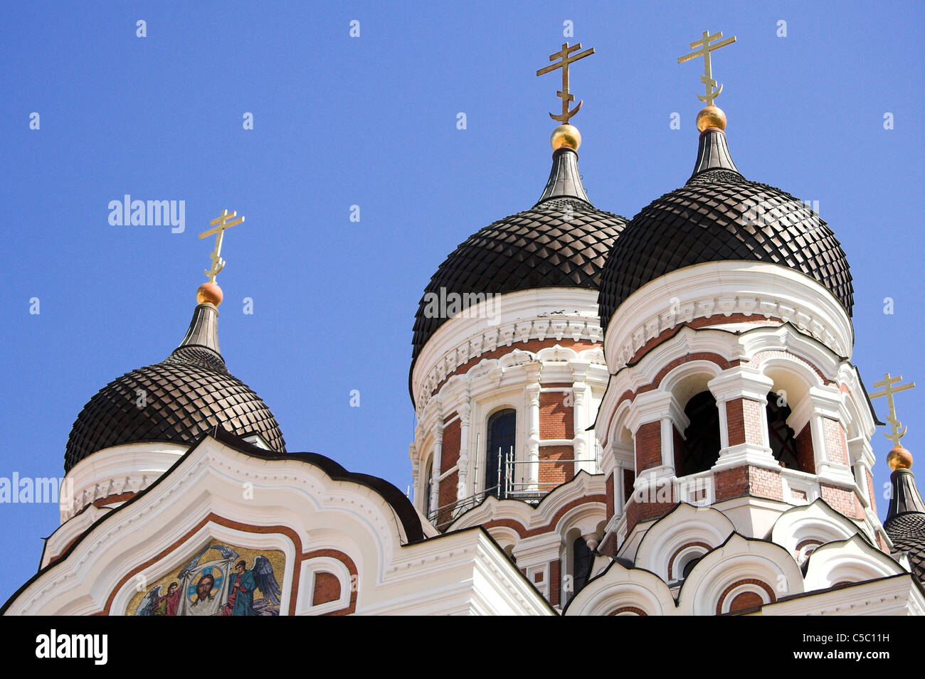 Les dômes de la cathédrale Alexander Nevsky, la colline de Toompea, Vieille Ville, Tallinn, Estonie Banque D'Images