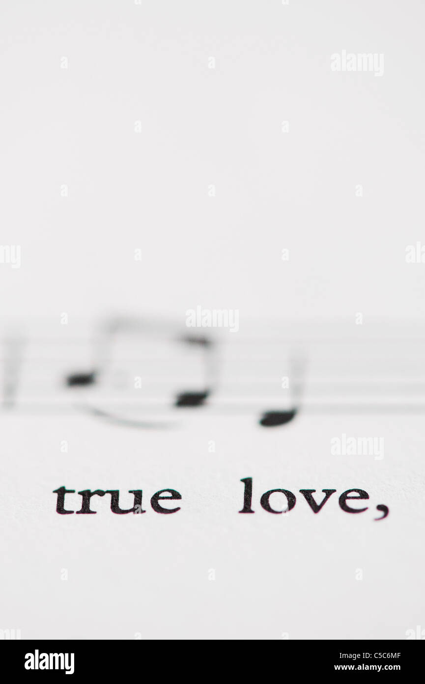 L'Amour Vrai , la musique et paroles sur Sheet Music Banque D'Images