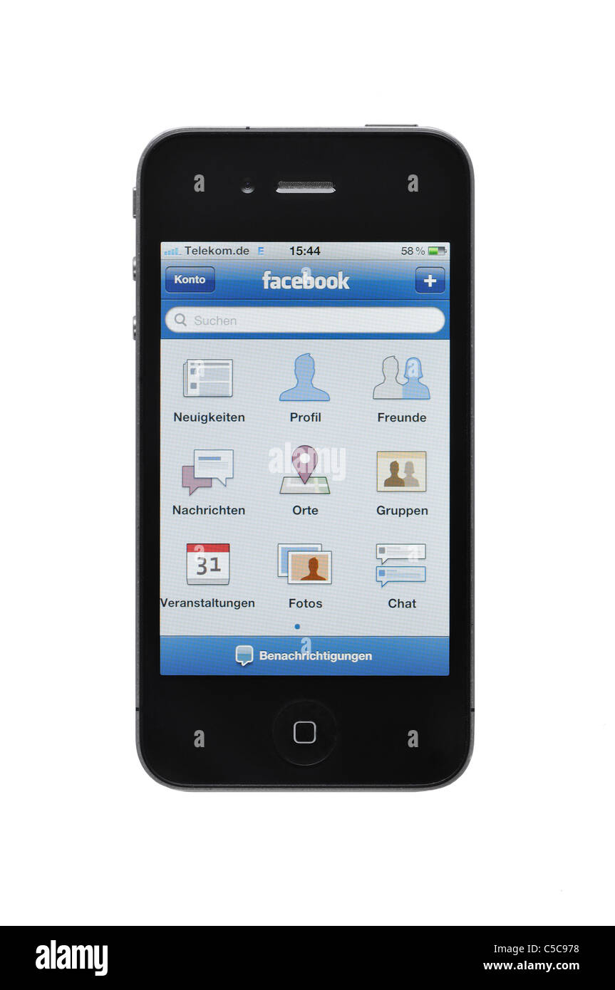 L'application mobile Facebook Inc. a démontré sur un iPhone d'Apple Banque D'Images