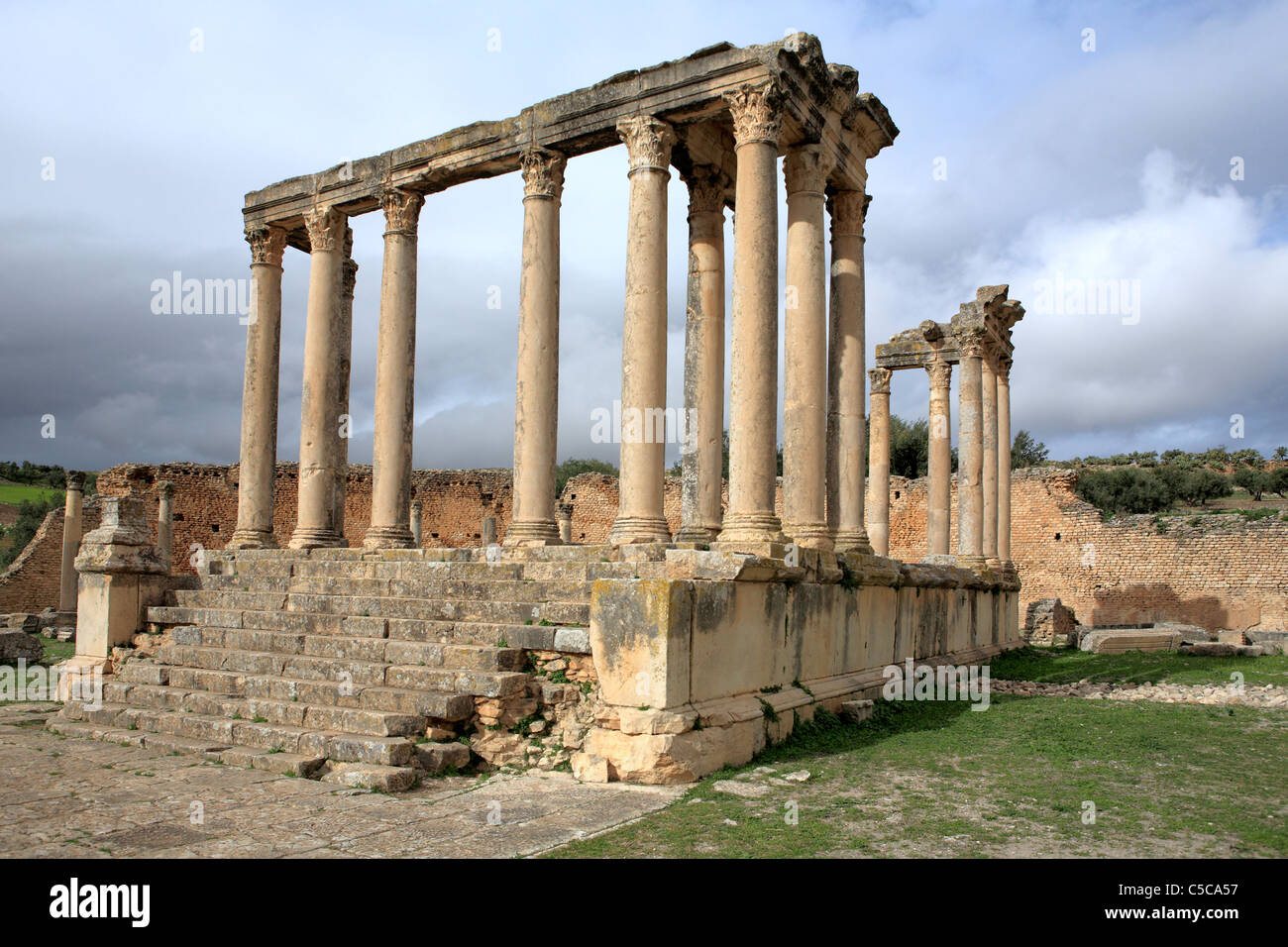 Temple Junona, Dougga (Thugga), UNESCO World Heritage Site, Tunisie Banque D'Images