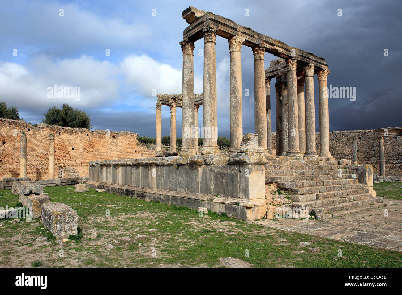 Temple Junona, Dougga (Thugga), UNESCO World Heritage Site, Tunisie Banque D'Images