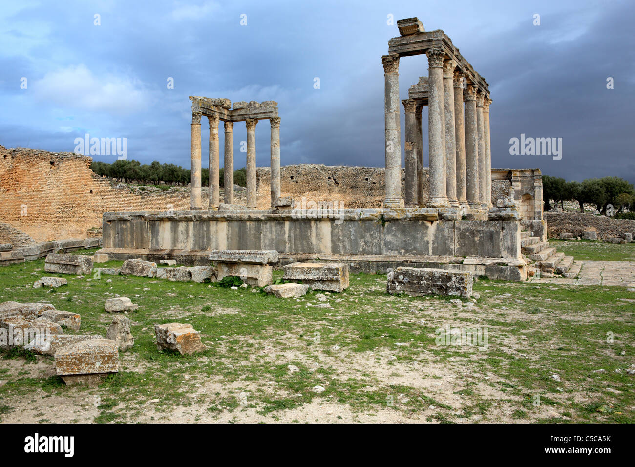 Temple Junona, Dougga (Thugga), UNESCO World Heritage Site, Tunisie Banque D'Images