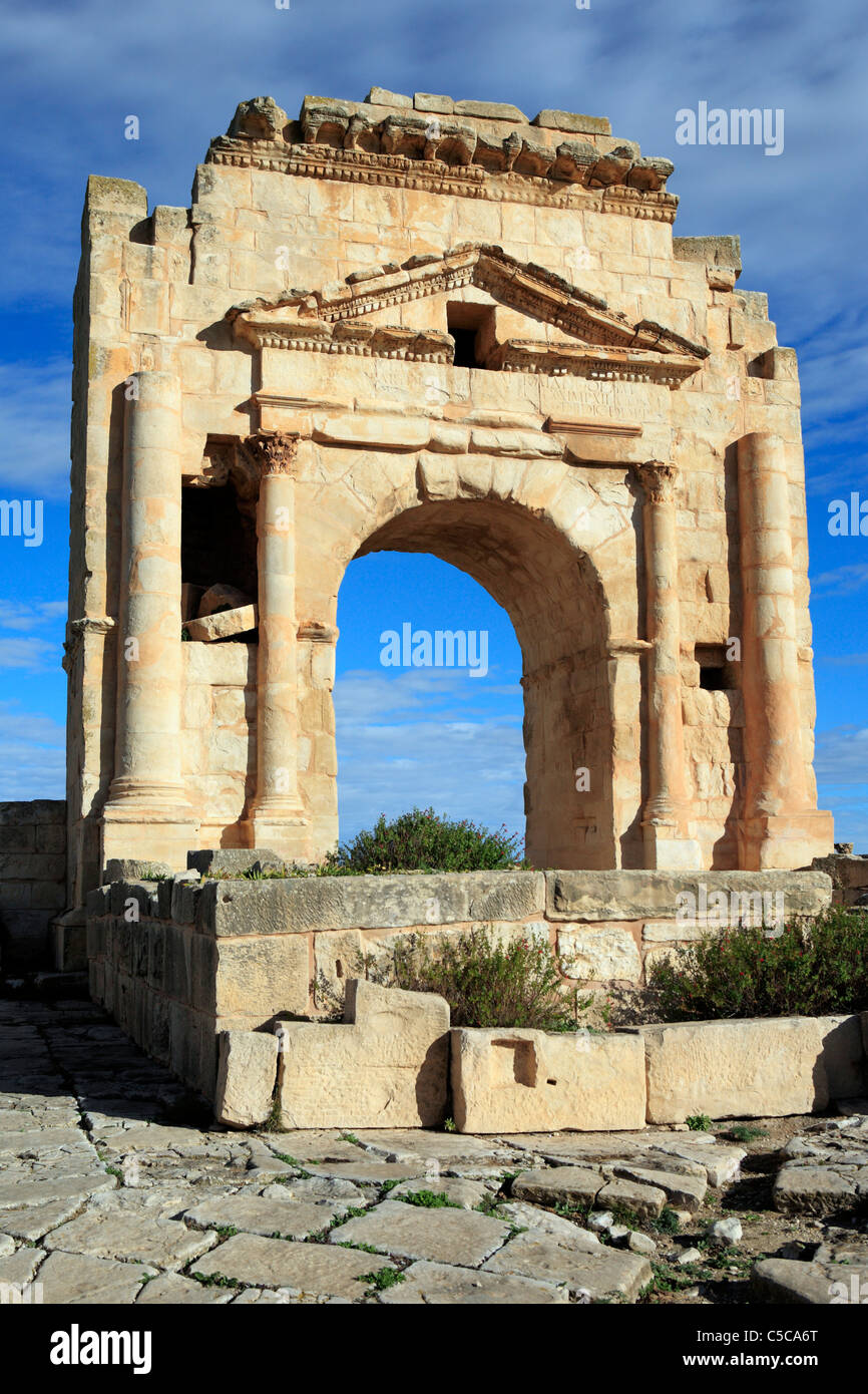 Arc de Trajan (116 AD), de Makthar, en Tunisie Banque D'Images