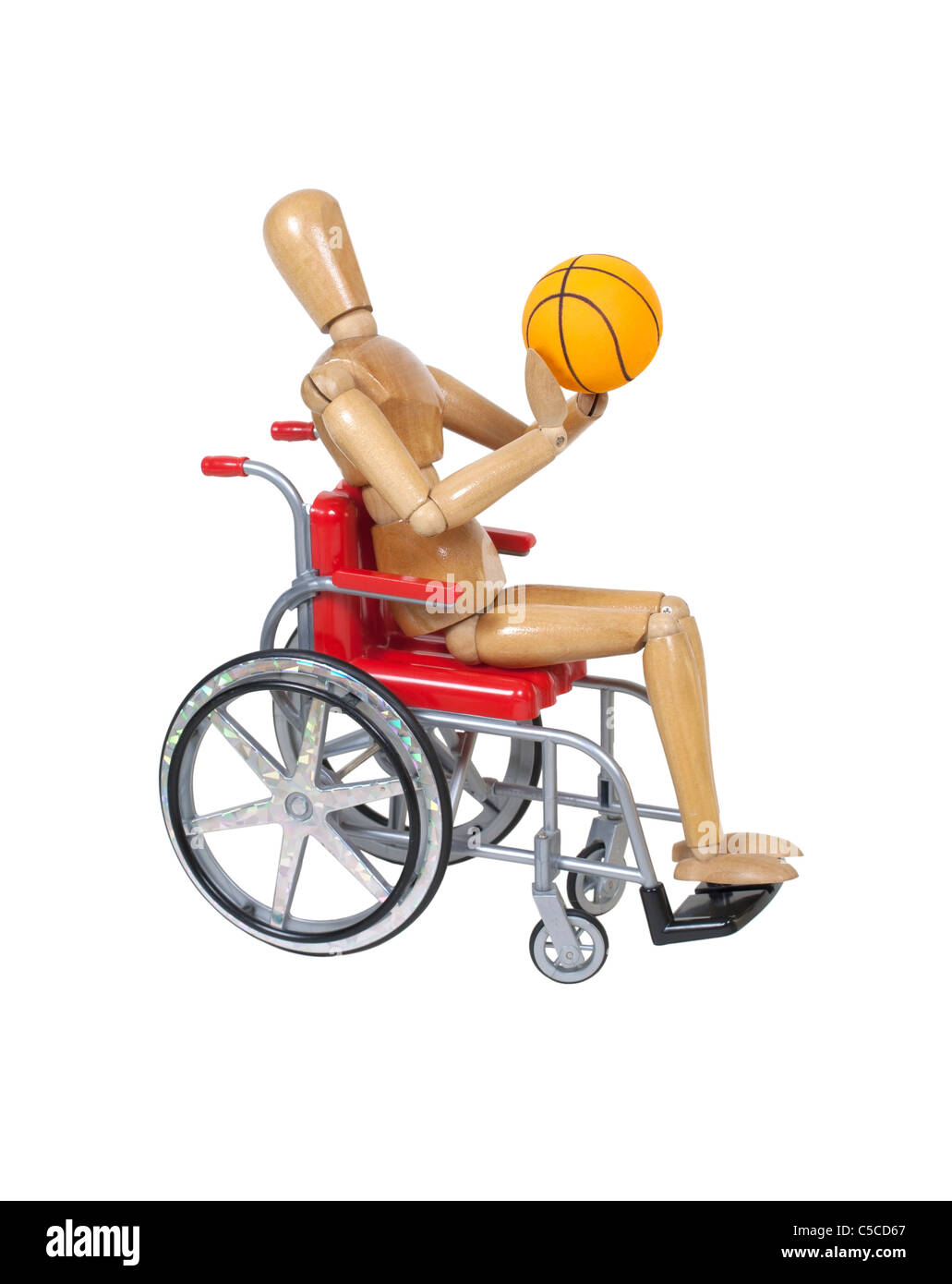 Maquette en bois en basket-ball tir en fauteuil roulant Banque D'Images