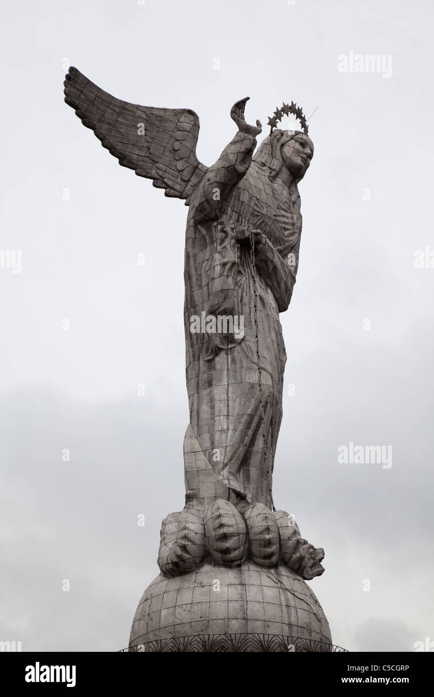 Statue de la Vierge des Amériques, le mirador de Panecillo, Quito, Équateur Banque D'Images