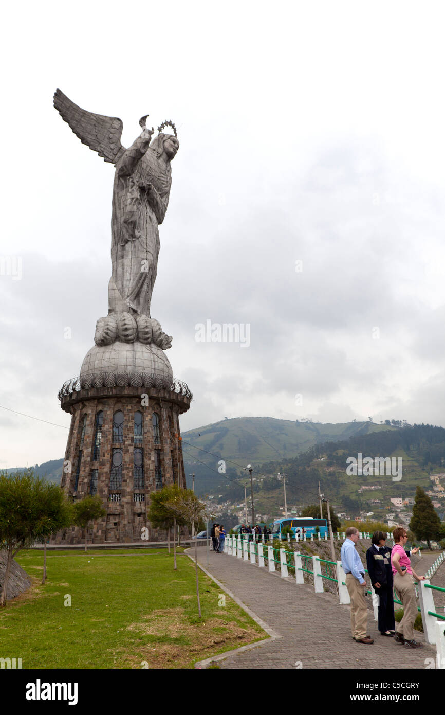 Statue de la Vierge des Amériques, le mirador de Panecillo, Quito, Équateur Banque D'Images