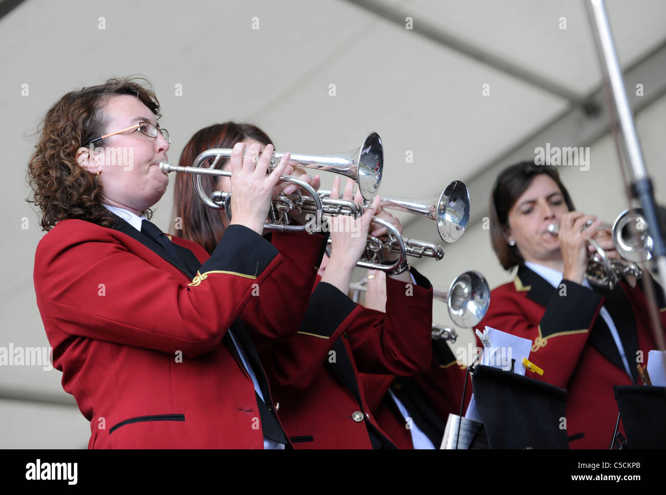 La gorge d'Ironbridge Brass Band Festival 2011 acteurs cornet de l'Porthywaen Silver Band Banque D'Images