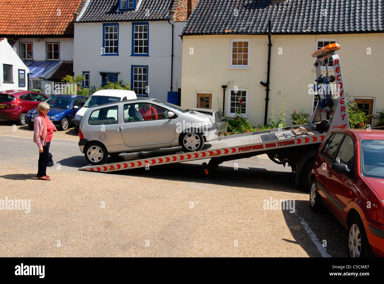 Récupération de la voiture en panne, peu de Walsingham, Norfolk Banque D'Images