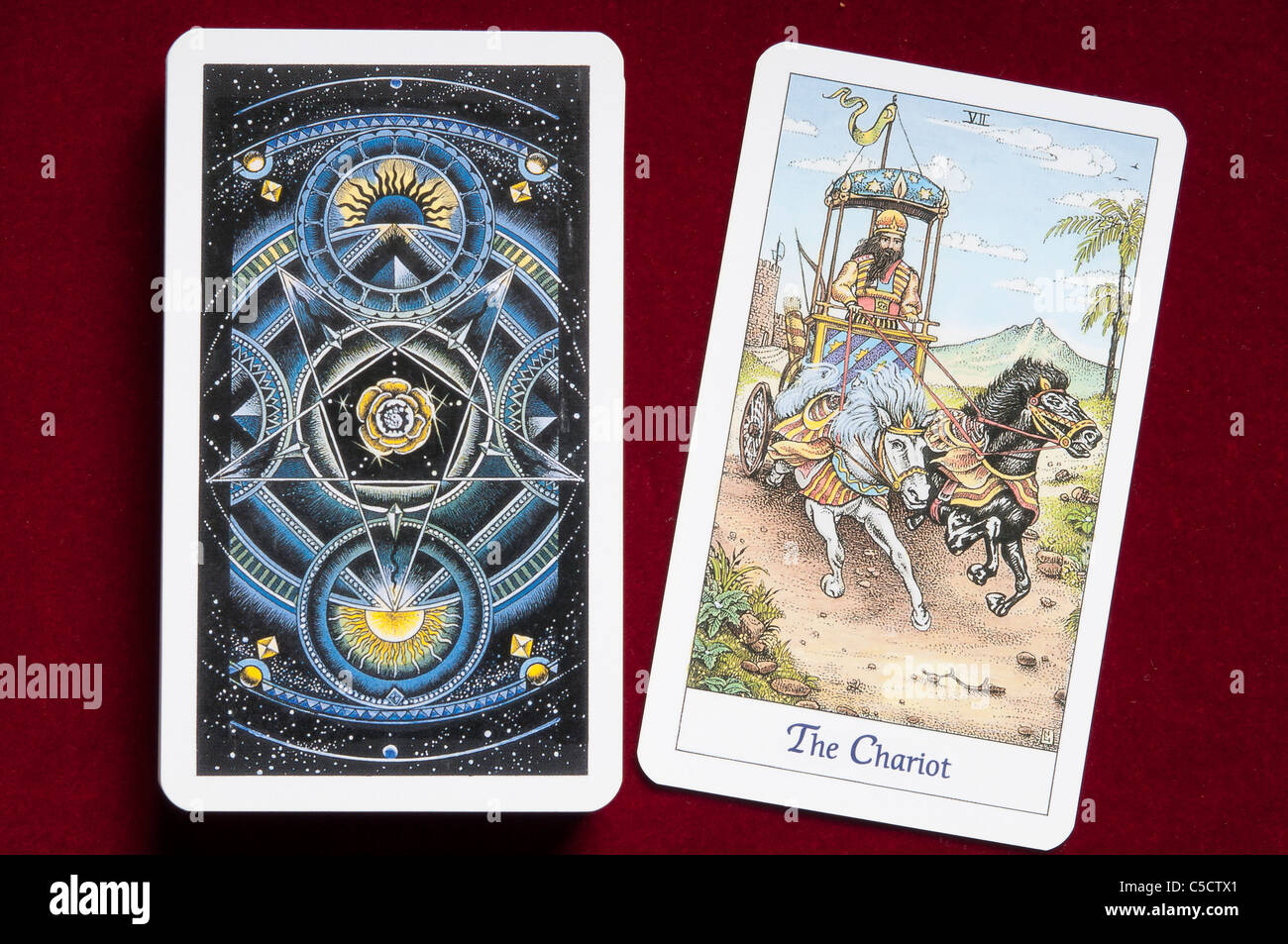 Une carte de tarot de la Char Banque D'Images