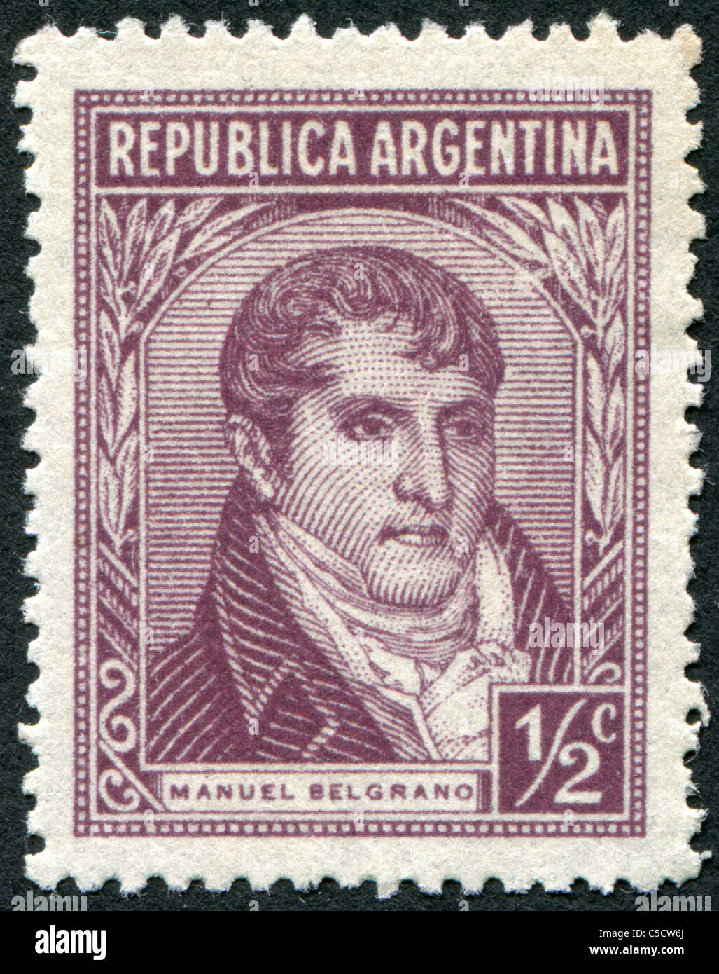 Argentine - 1935 : timbre imprimé dans l'Argentine, dépeint un avocat, homme politique et général Manuel Belgrano Banque D'Images