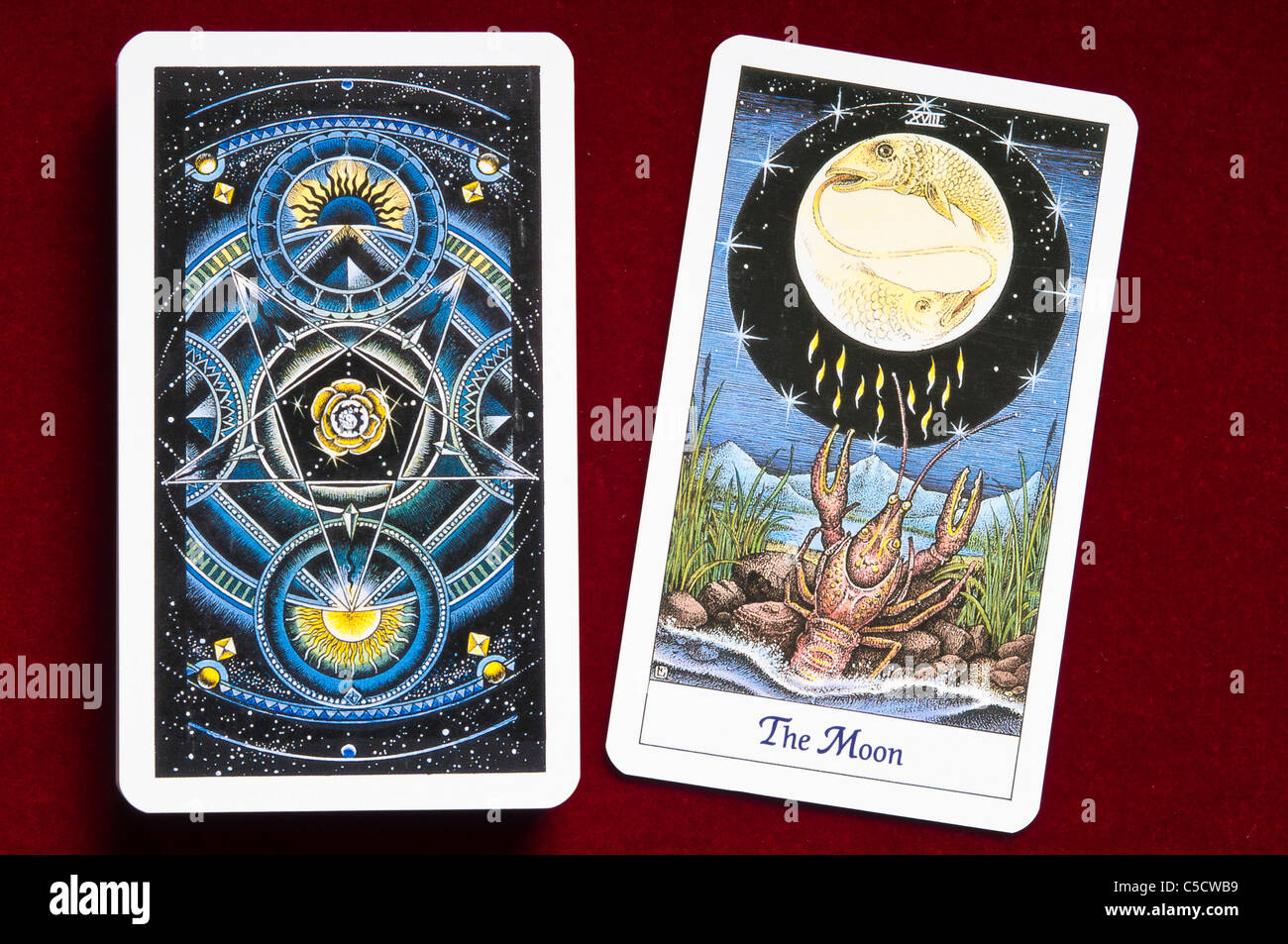 Une carte de tarot de la Lune Banque D'Images