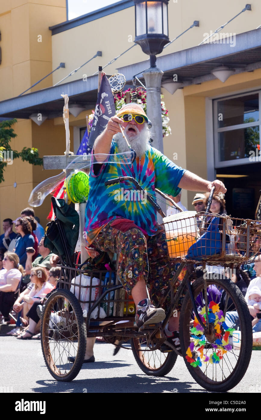 Bubble maker participant au défilé du 4 juillet Banque D'Images