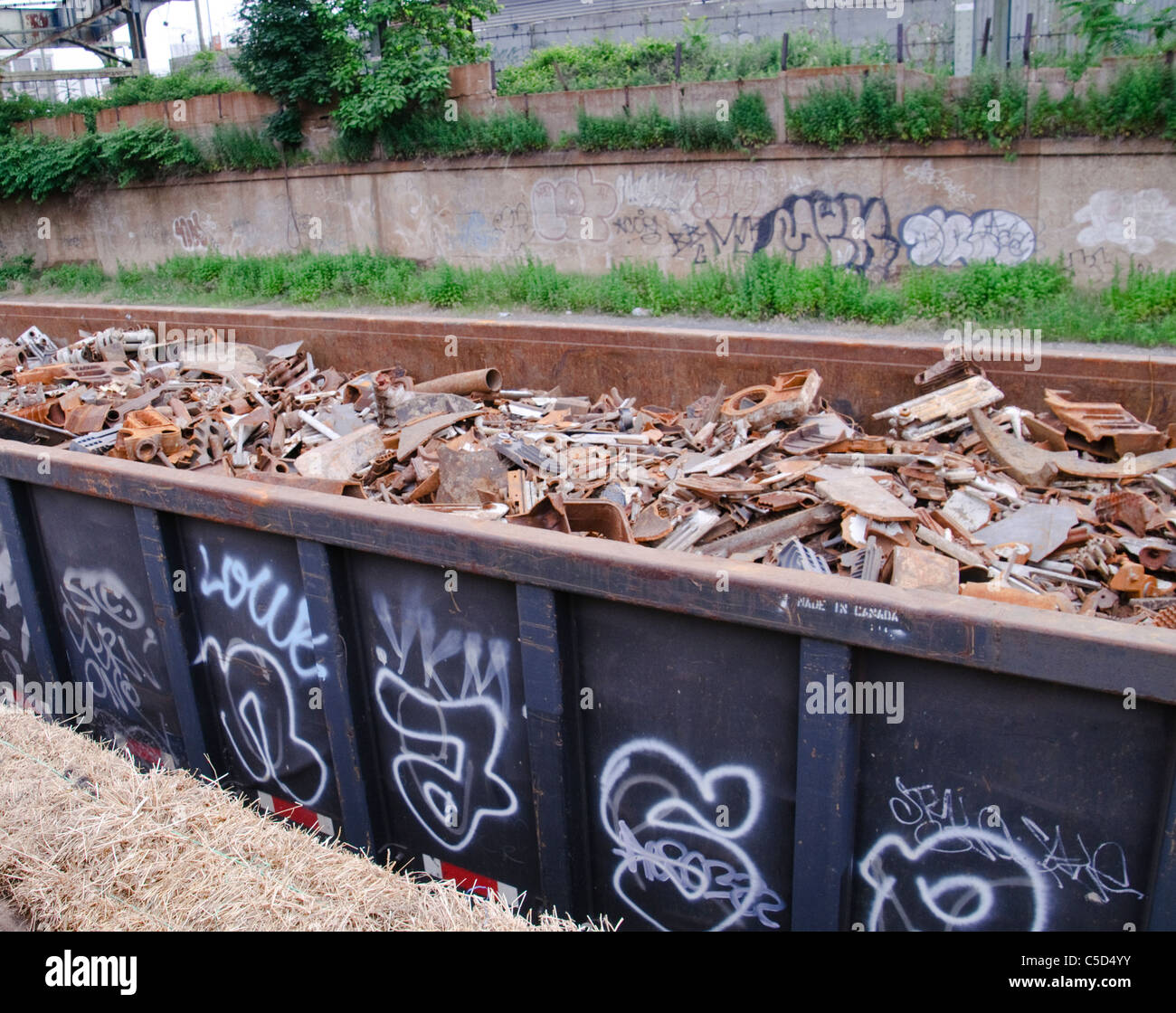 Wagon de train de marchandises de la ferraille, Junk Yard, Brooklyn, New York City Banque D'Images