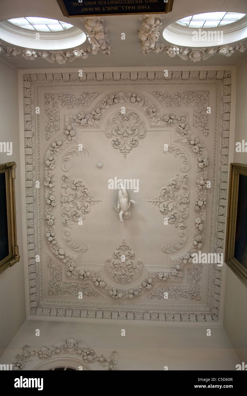 Musée Guidhall à Rochester - le plafond d'escalier Banque D'Images