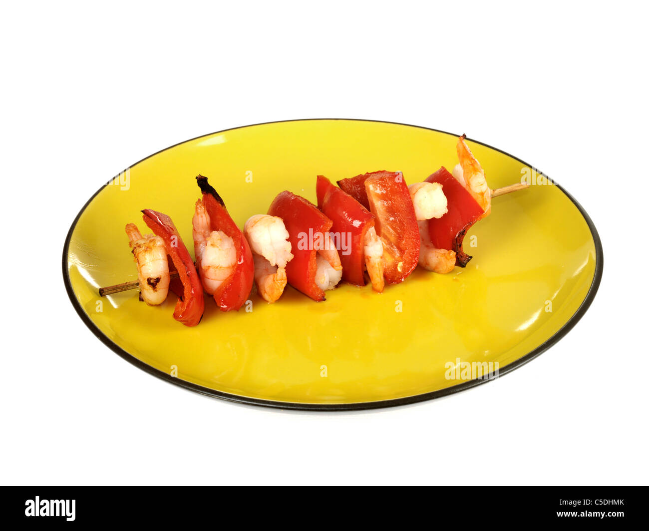 King prawn and pepper kebab Banque D'Images