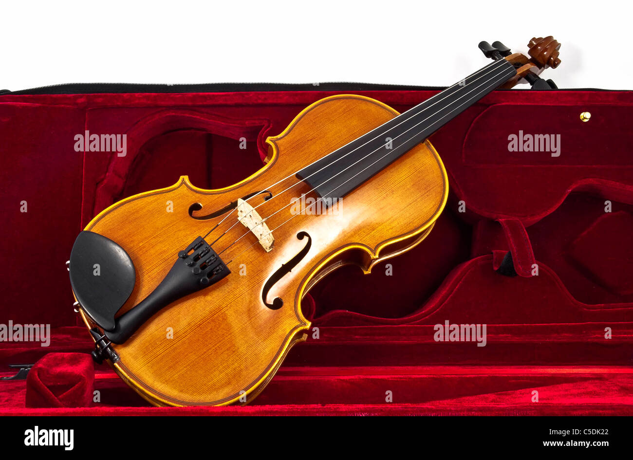 En bois avec violon italien cas rouge Banque D'Images