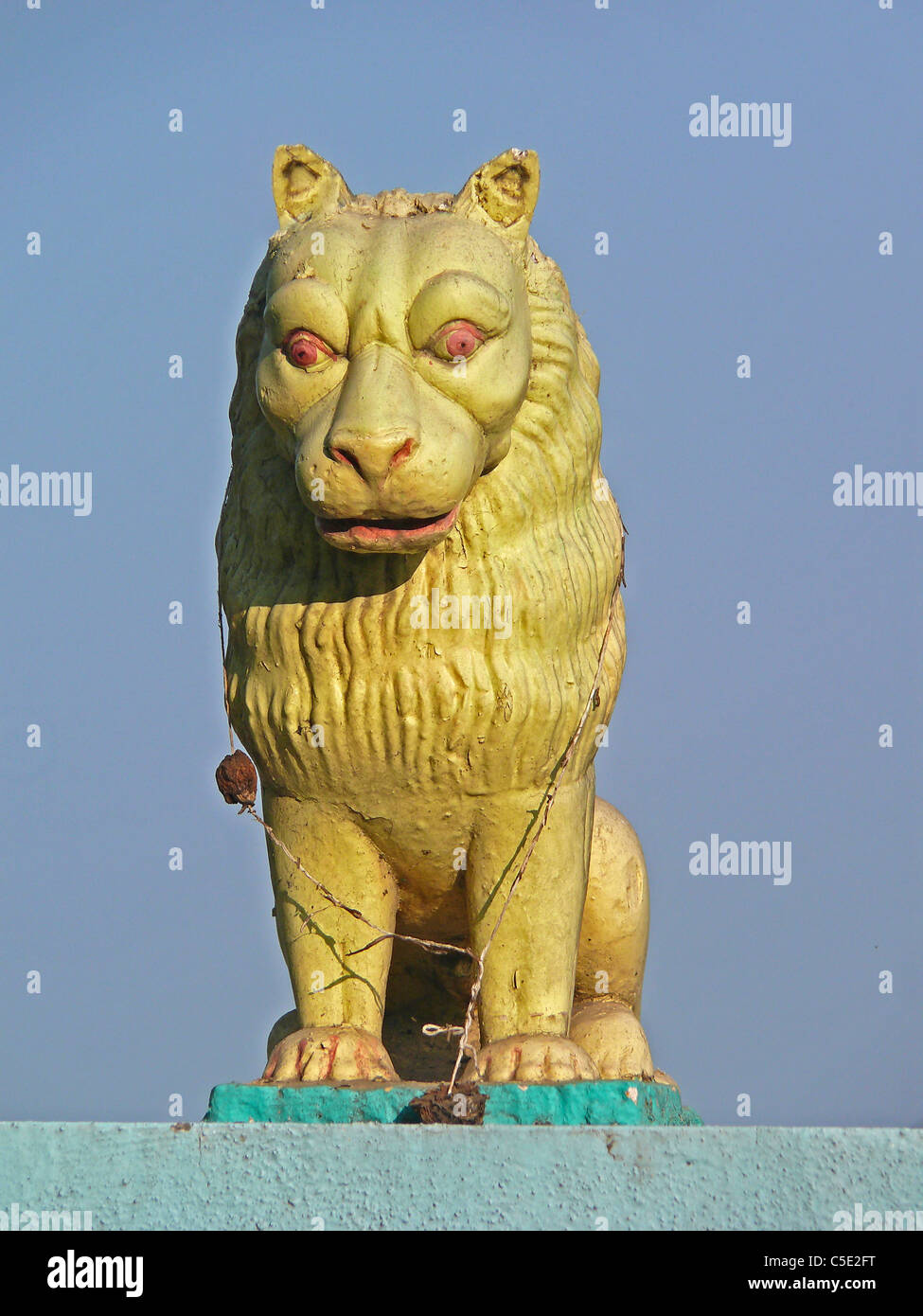 Statue de Lion à Taljai, Pune, Maharashtra, Inde Banque D'Images