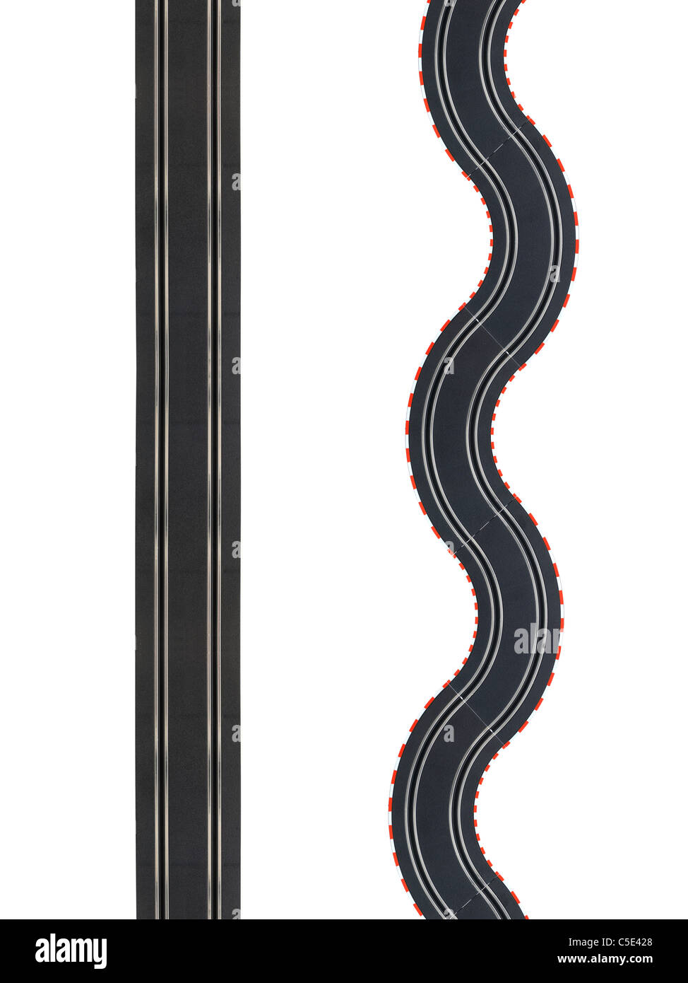 Une slot car racing track isolé sur fond blanc Banque D'Images
