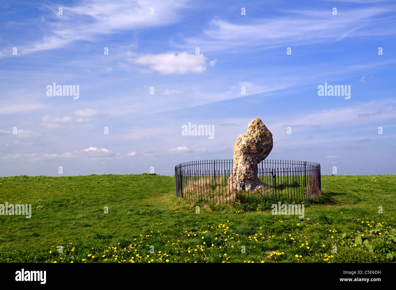 La pierre du roi ou le roi Pierre, un monument mégalithique (1800-1500BC) et l'âge du Bronze, marqueur Cimetière Rollright Stones, Angleterre Banque D'Images